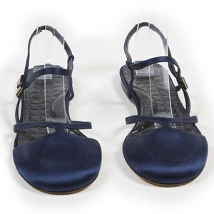 CHANEL SANDALS in navy satin